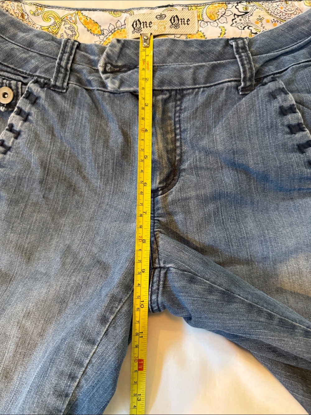 one 5 one Women's Denim Bermuda Shorts in Light Blue with Decorative Trim - Picture 11 of 12
